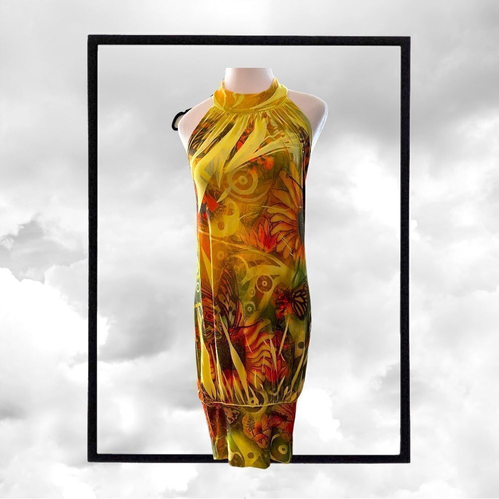 COLORFUL HALTER FORM FITTING DRESS - Picture 3 of 9